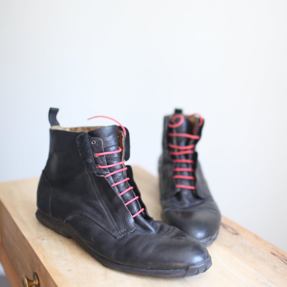 John Fluevog vintage black Leather lace up ankle Boots mens 11 - Picture 11 of 11